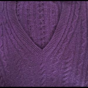 Brooks Brothers Purple Cashmere V Neck Pullover